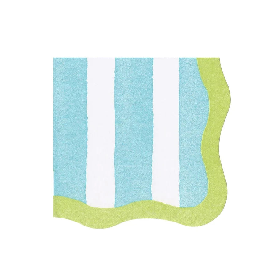 Cocktail Napkin Cafe Stripe Aqua