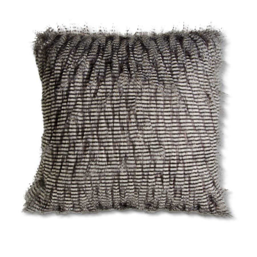 24" Square Gray Three Tone Vegan Fur Pillow
