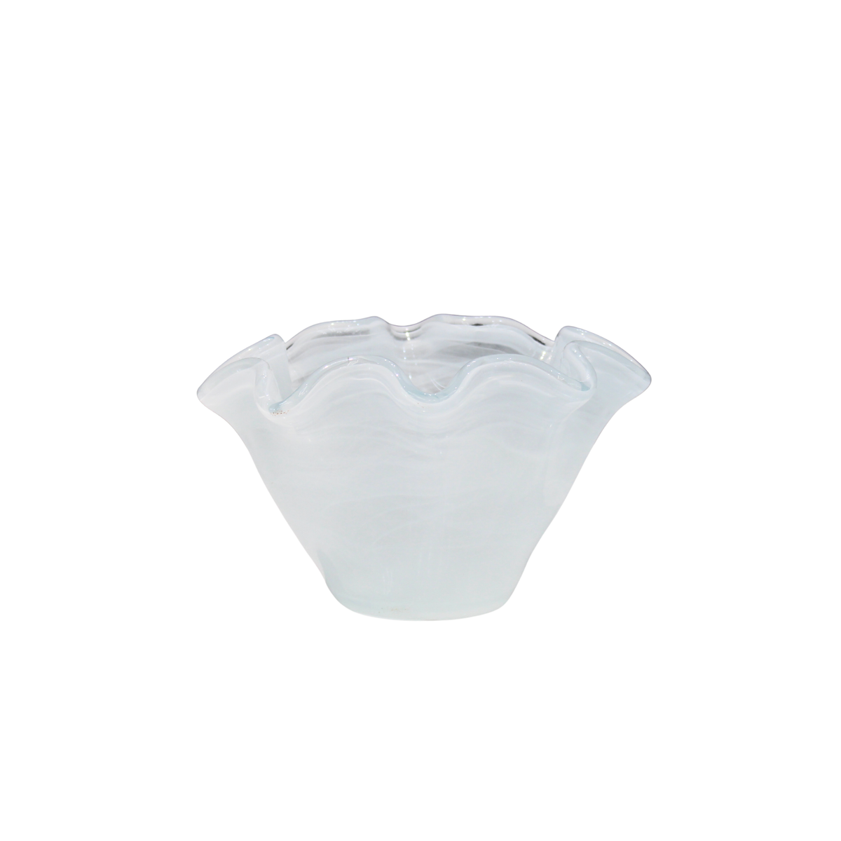 Onda Glass White Petite Ruffled Bowl