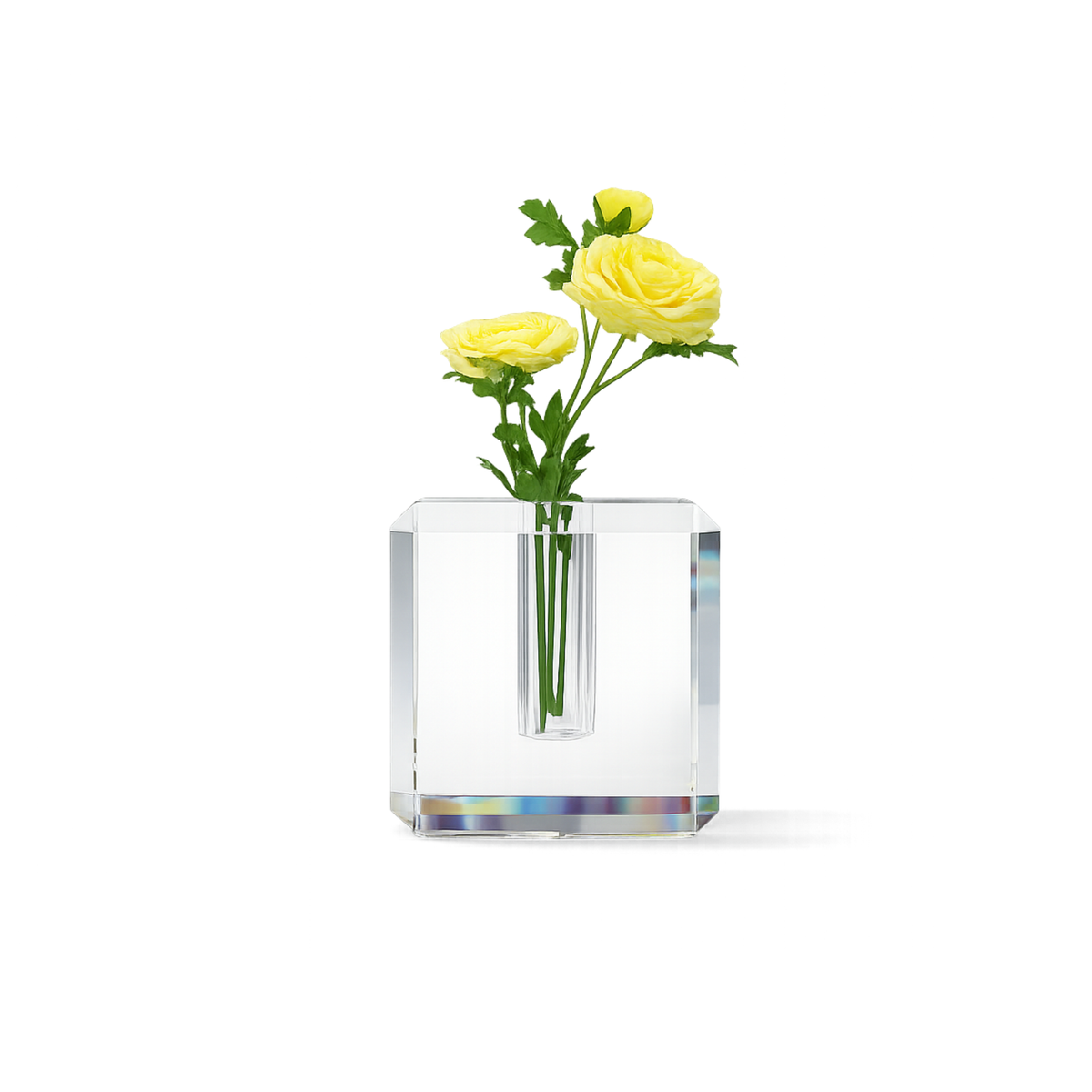 7" Crystal Glass Square Vase