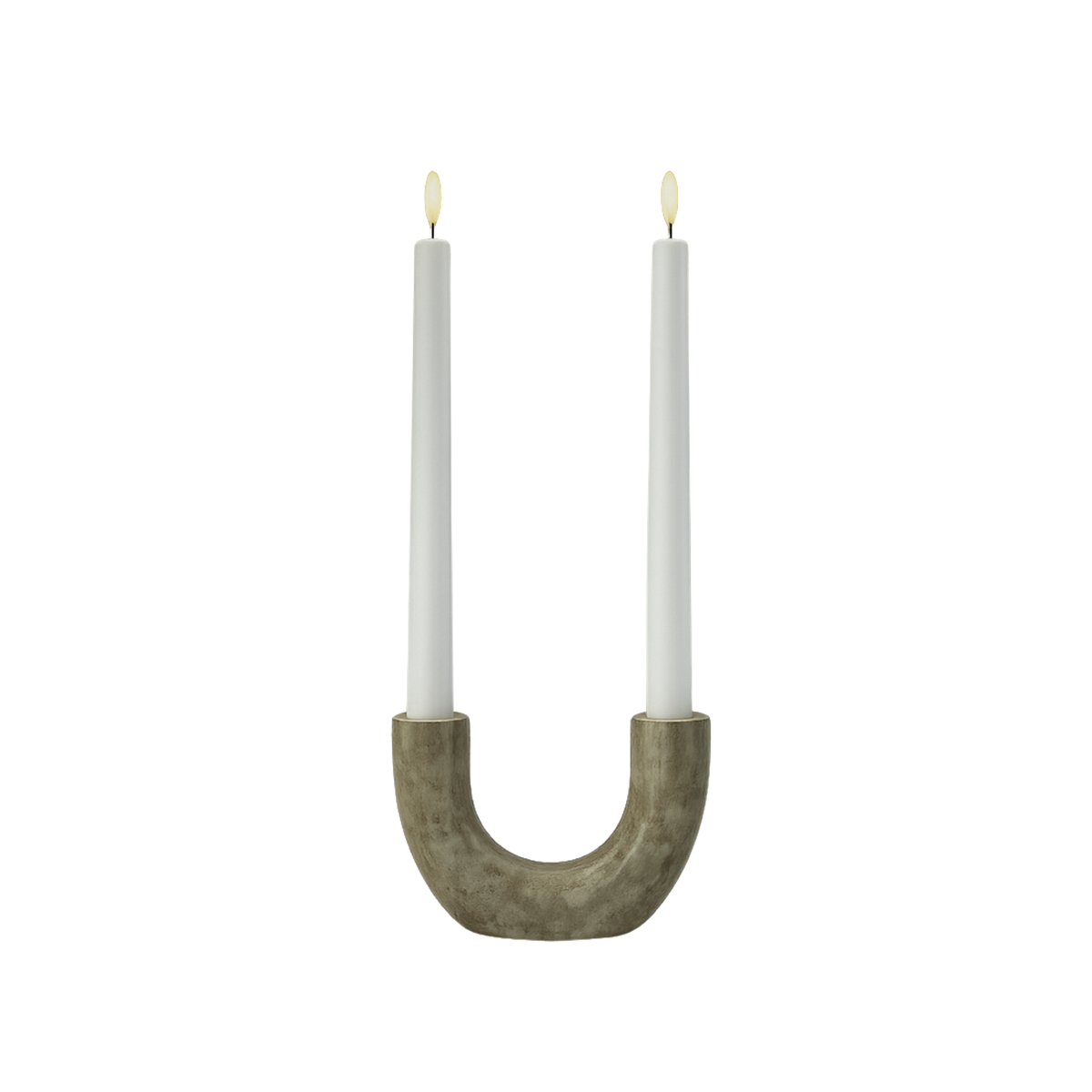 Marble Double Candleholder, Desert Beige, 6.9 x 3.9