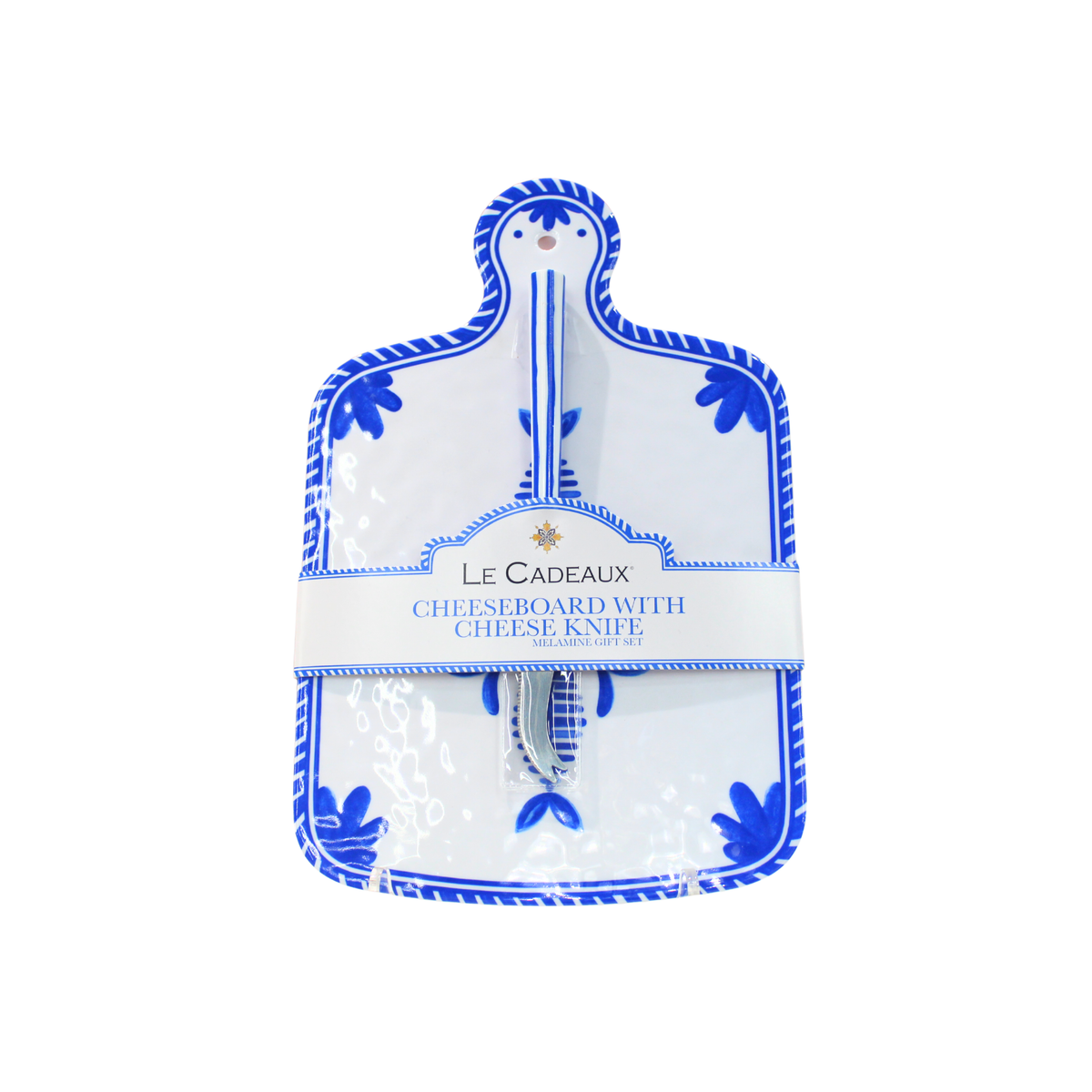 Cheese Board With Striped Blue Handled Cheese Knife Gift Set