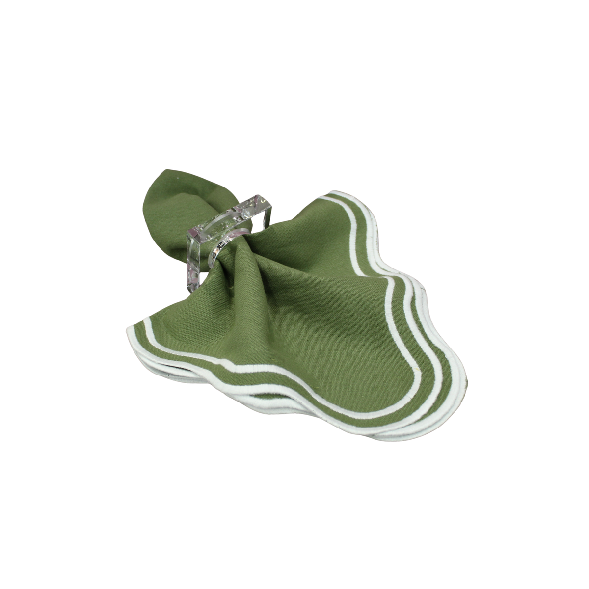 Wavy Lane-Green Embroidered Napkin