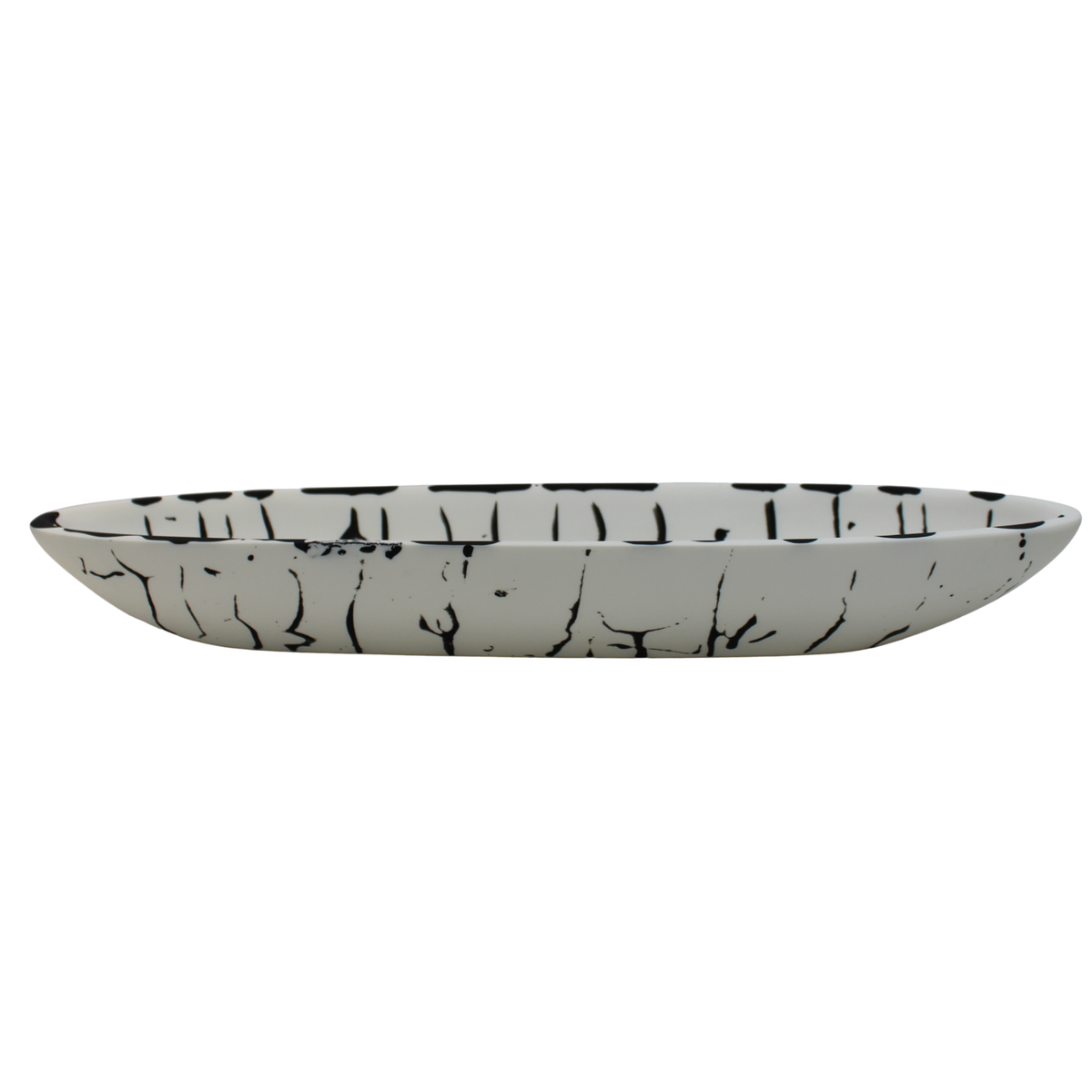 Boat Bowl Medium-Solid White/Black Splatter