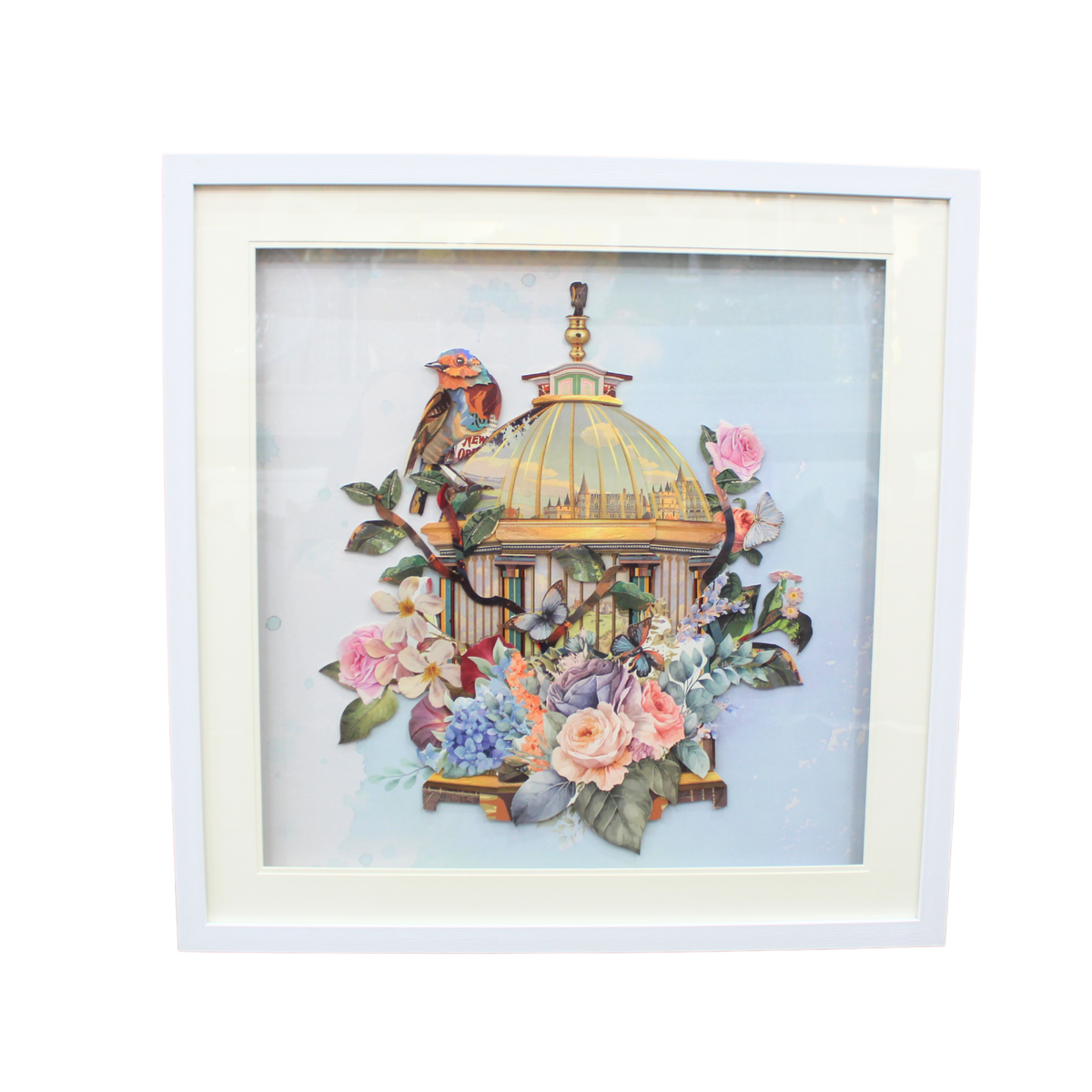 Bird Cage Paper Collage Wall Art