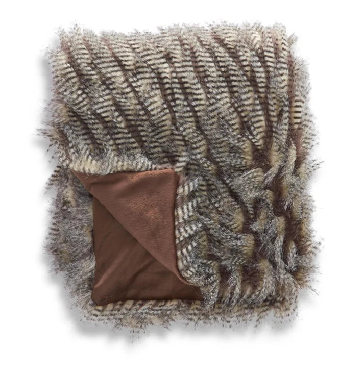 63" Gray Three Tone Vegan Fur Throw Blanket