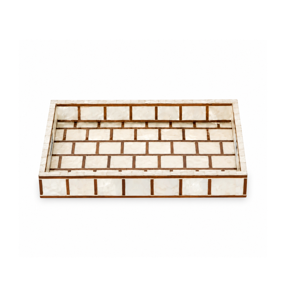 Bamboo/Capiz Shell Rectangular Tray Lg