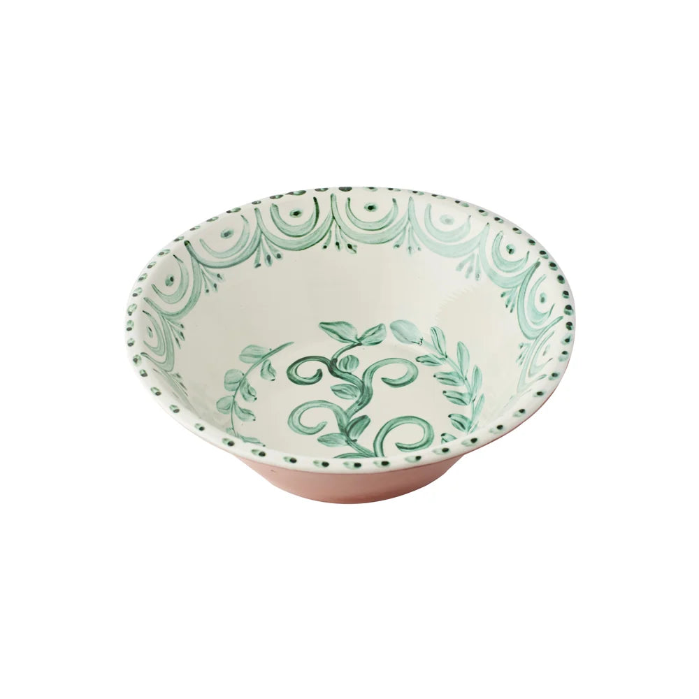 Bowl Medium Green/White W/Terrace