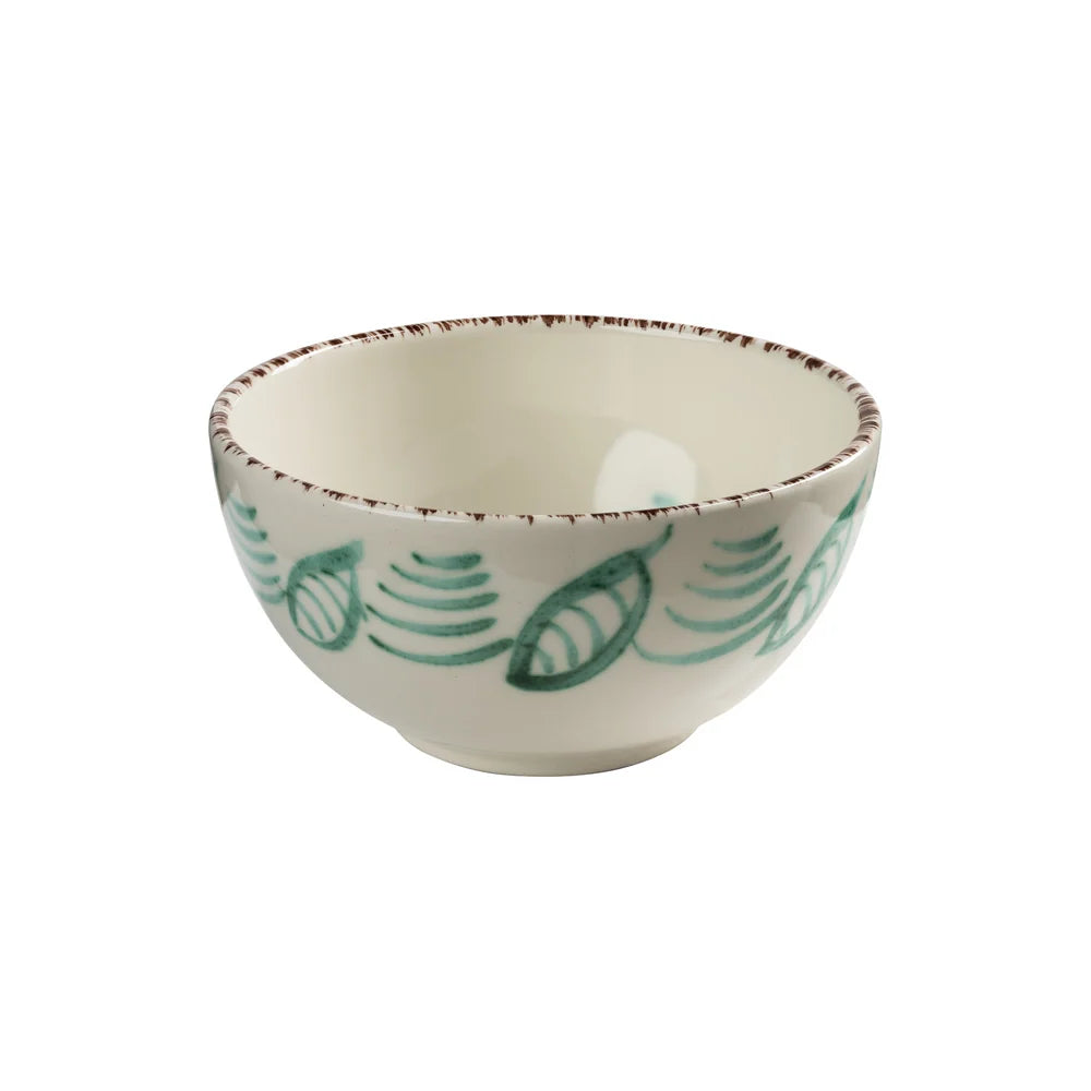 Bowl Soup Green/White 3 Flowers