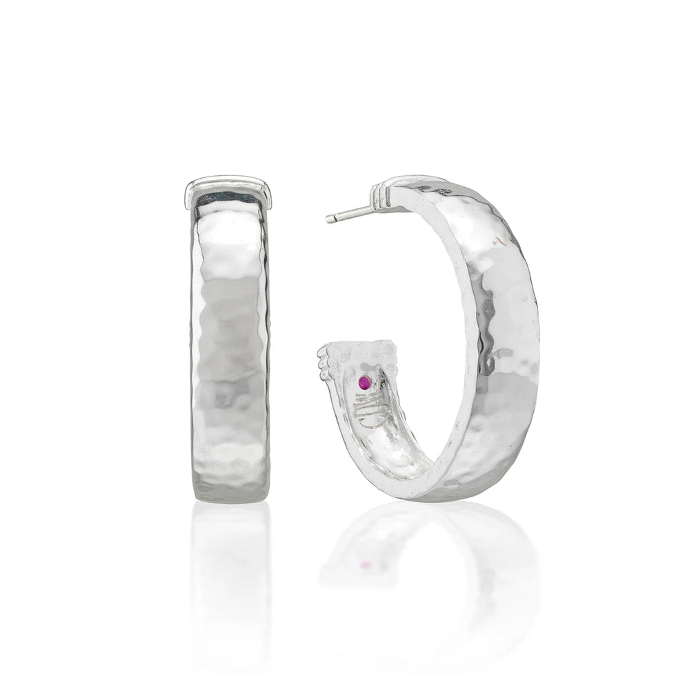 Cleopatra Classic Medium Hoop Earrings Silver