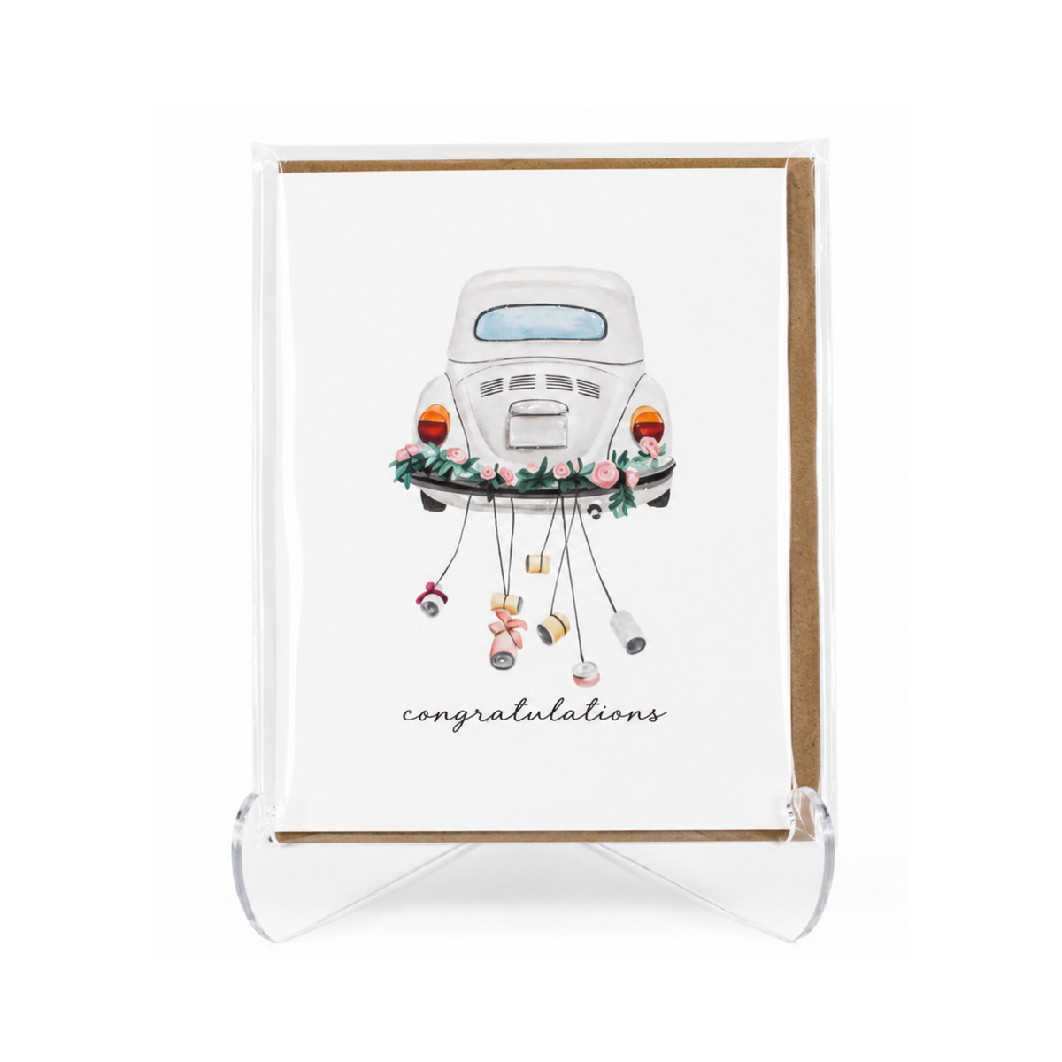 Congratulations Car White - Greeting Card