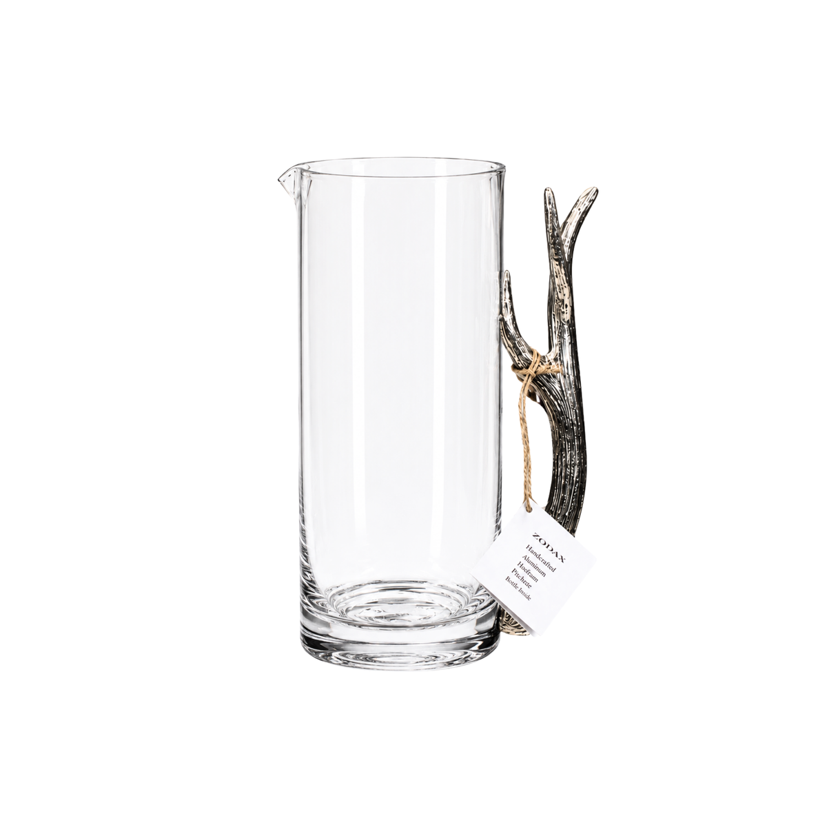 Davos Rock Glass Pitcher w/ Pewter Antler Handle