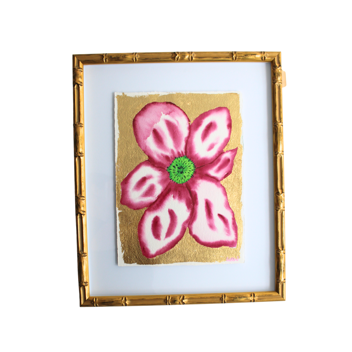 Ginger Walker 11x14 Fuchsia Flower Rattan Frame