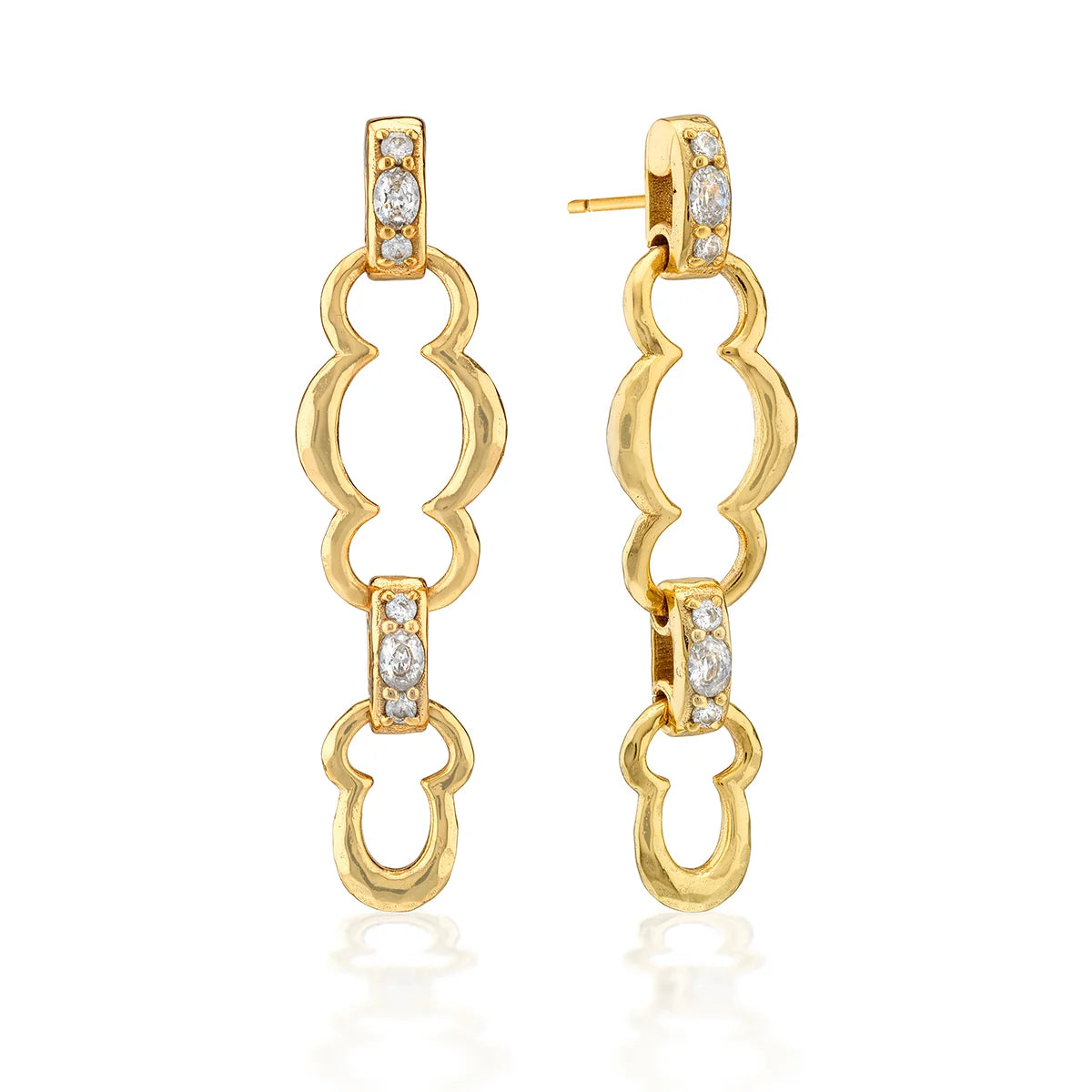 Maharani Grande Double Drop Earrings Clear Cubic Zirconia