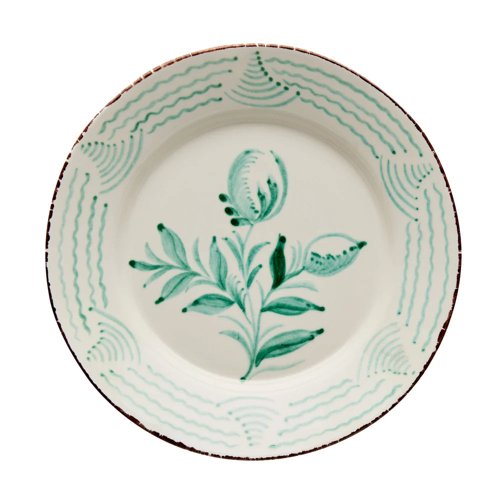 Plate Dinner Green 2 Flowers