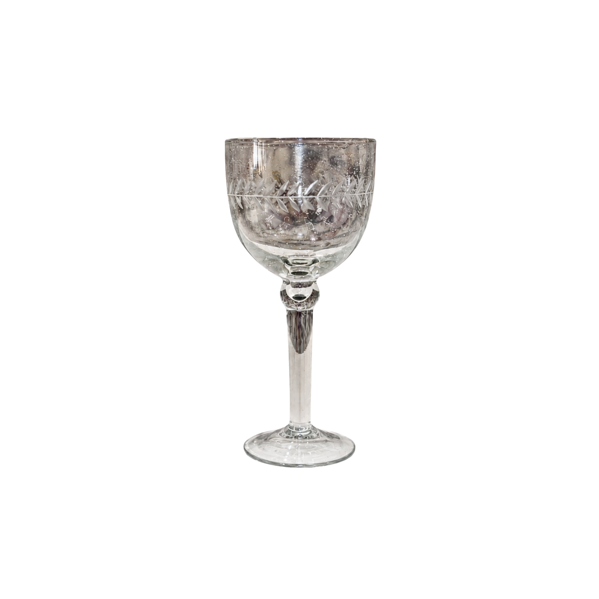Tuscan Handmade Etched Wine Goblet 3.75"x8"