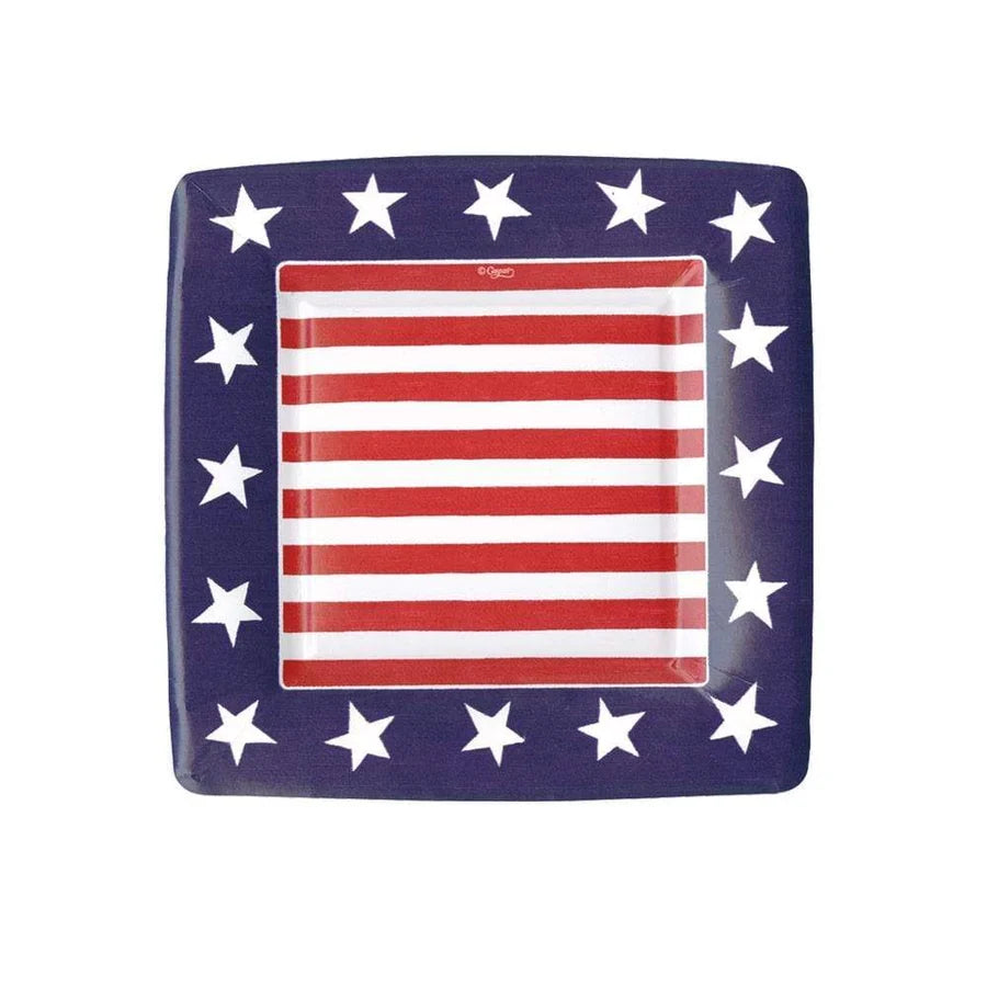 Red White and Blue Sq S/D Plate