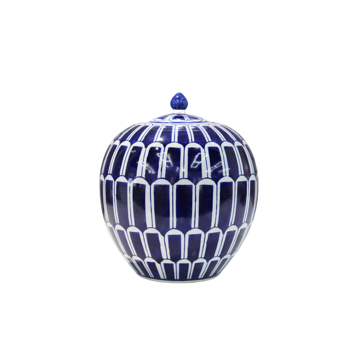 10.5"Blu & Wht Lidded Container