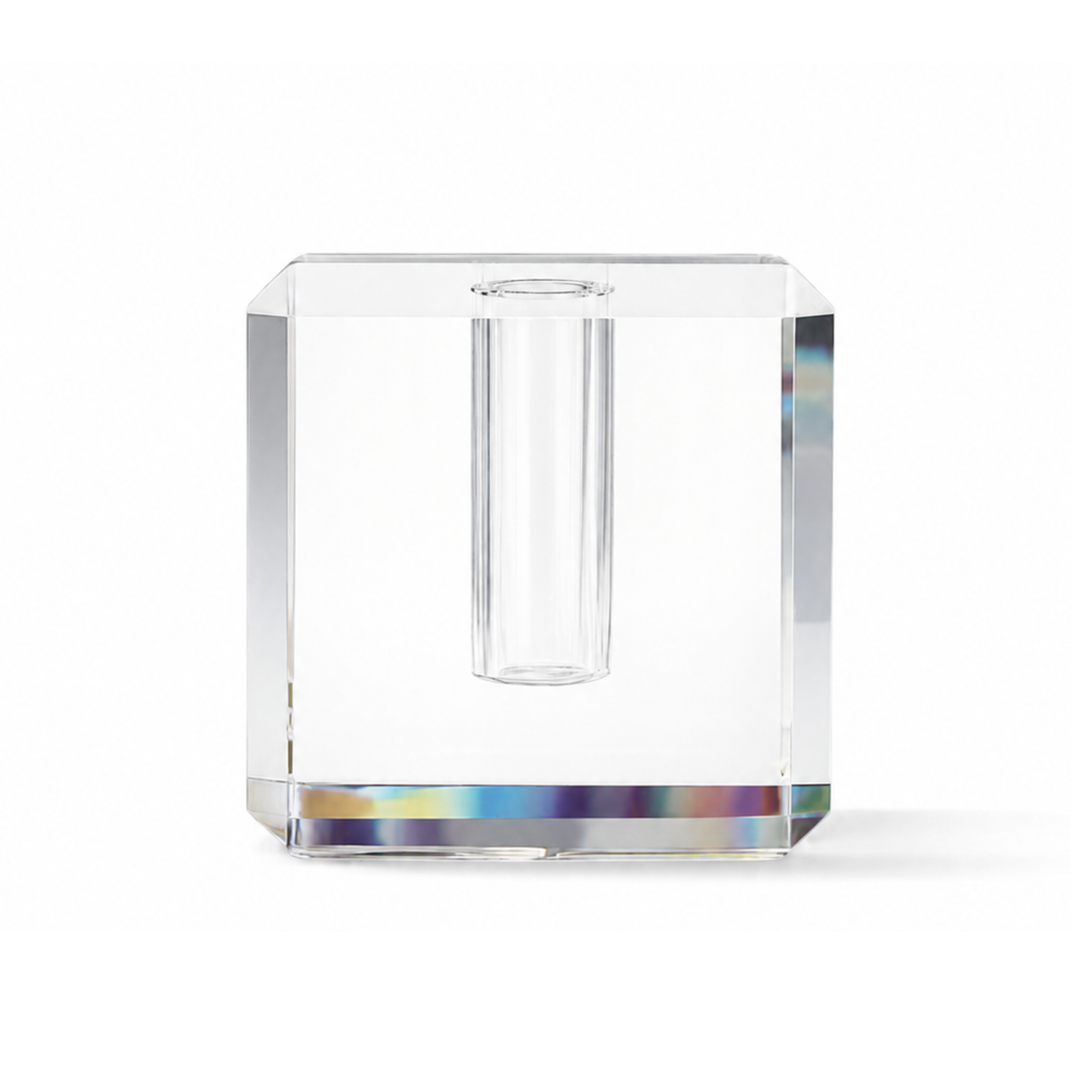 7" Crystal Glass Square Vase