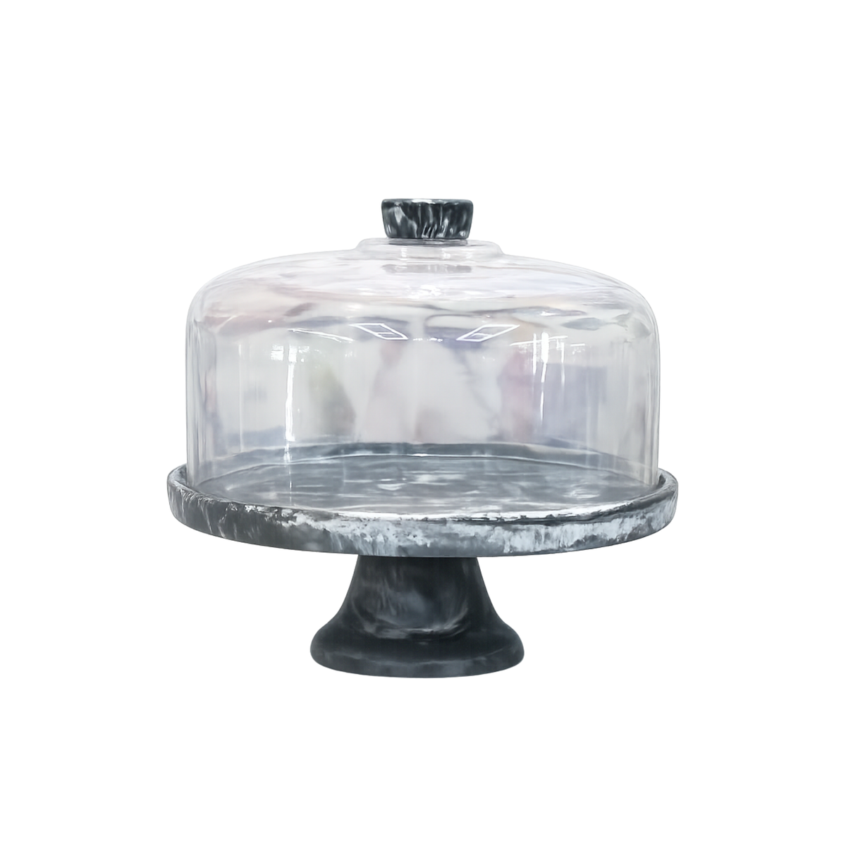 Cake Plate Dome - Black Swirl Knob