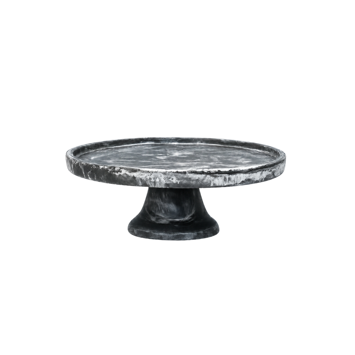 Footed Cake Stand Large - Black Swirl (4.3x12.6)