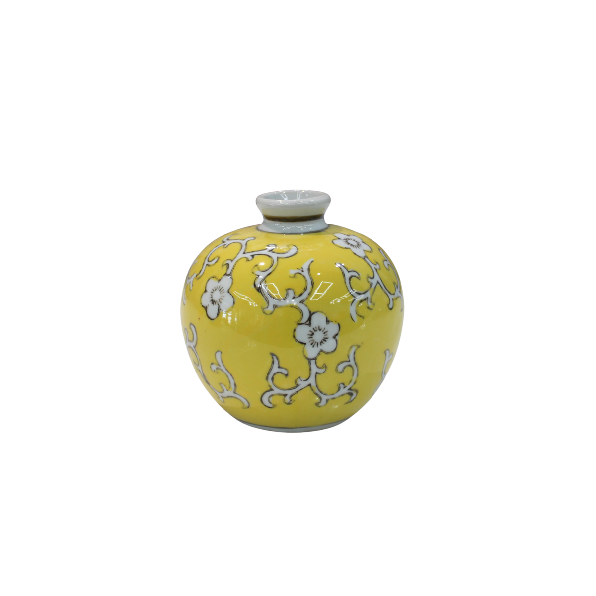 Sm Floral Ball Vase Yellow 4.5"