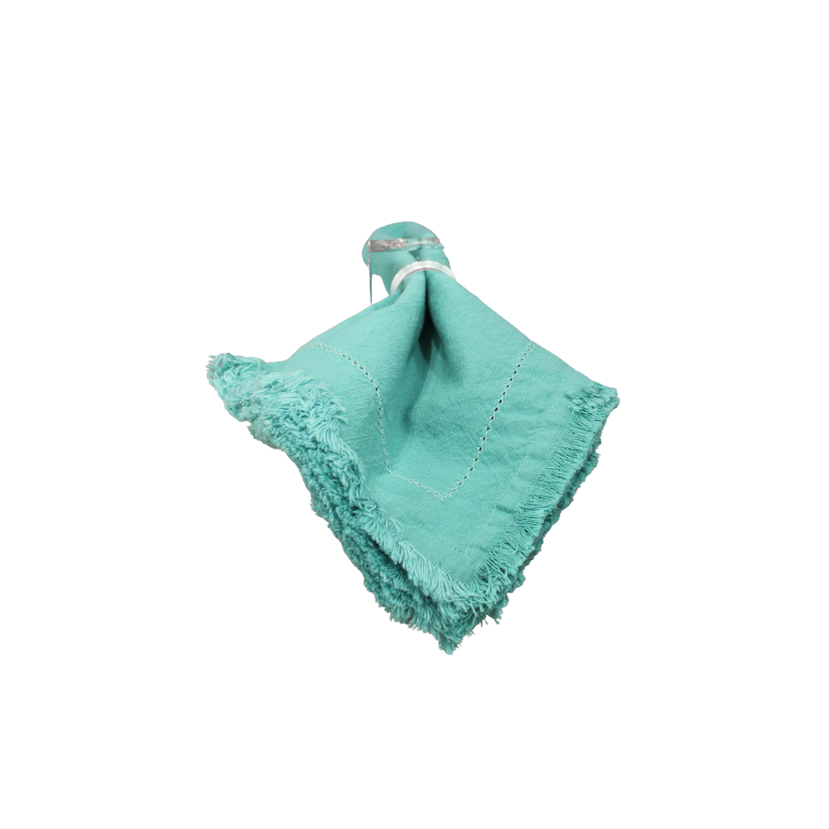 Aqua Stonewashed Fringe Napkin