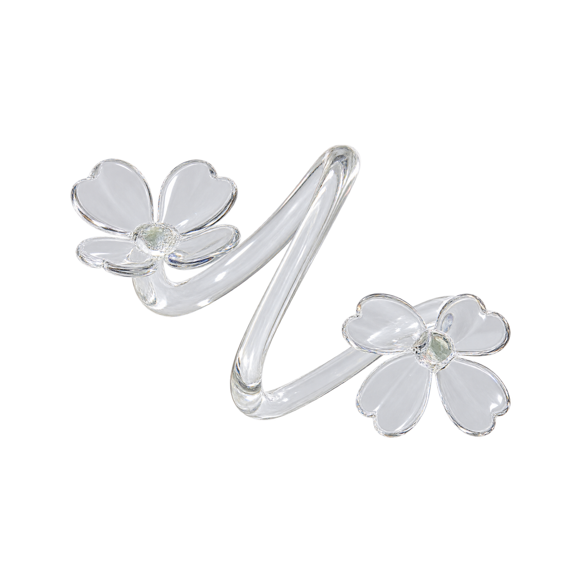 Botanica S/4 Glass Flower Napkin Rings Clear