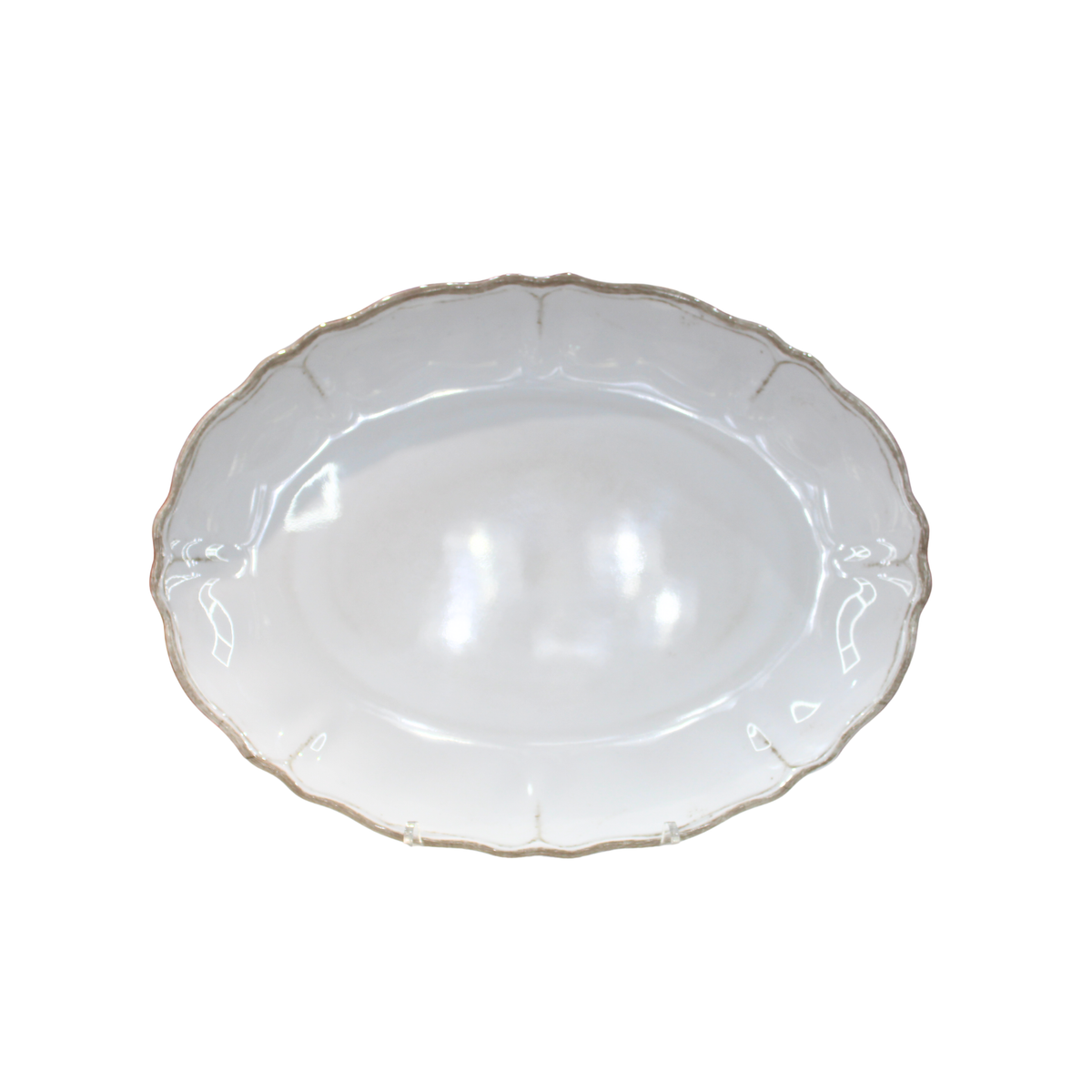 Rustica Antique White 16" Oval Platter w/Scallop Rim