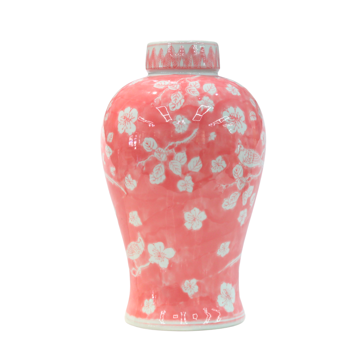 Chinoiserie Pink Vase w/Lid