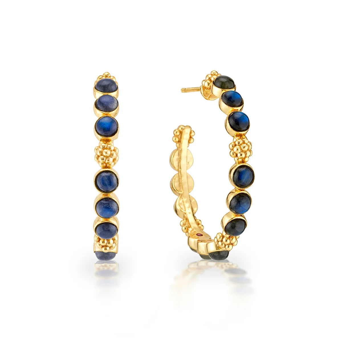 Berry Gem Medium Hoop Earrings Blue Lab