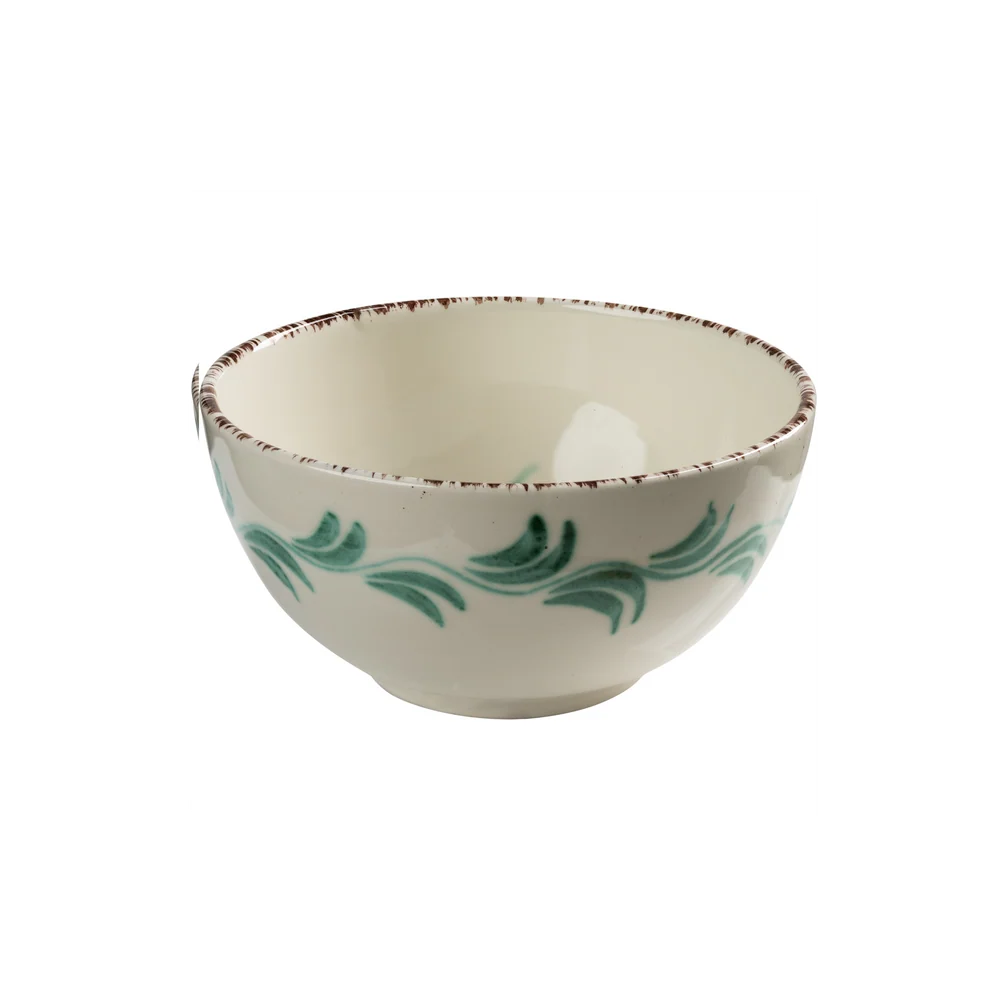 Bowl Soup Green/White 3 Flowers