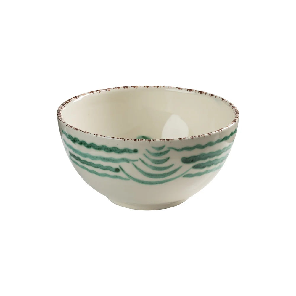 Bowl Soup Green/White Flowers