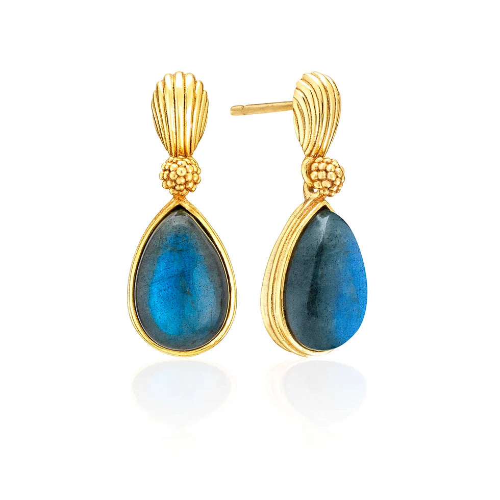 Cleopatra Gem Post Earrings Blue Labradorite