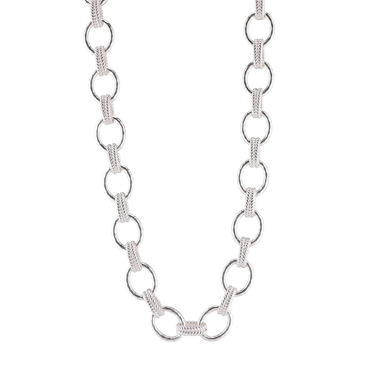Cleopatra Regal Link Necklace 16" + 2" Silver