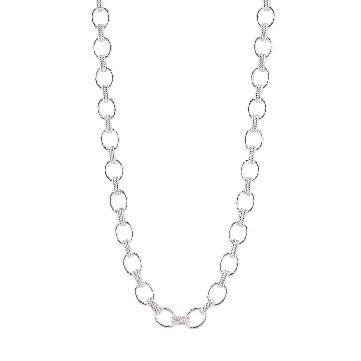 Cleopatra Small Link Necklace 16" + 2" Silver