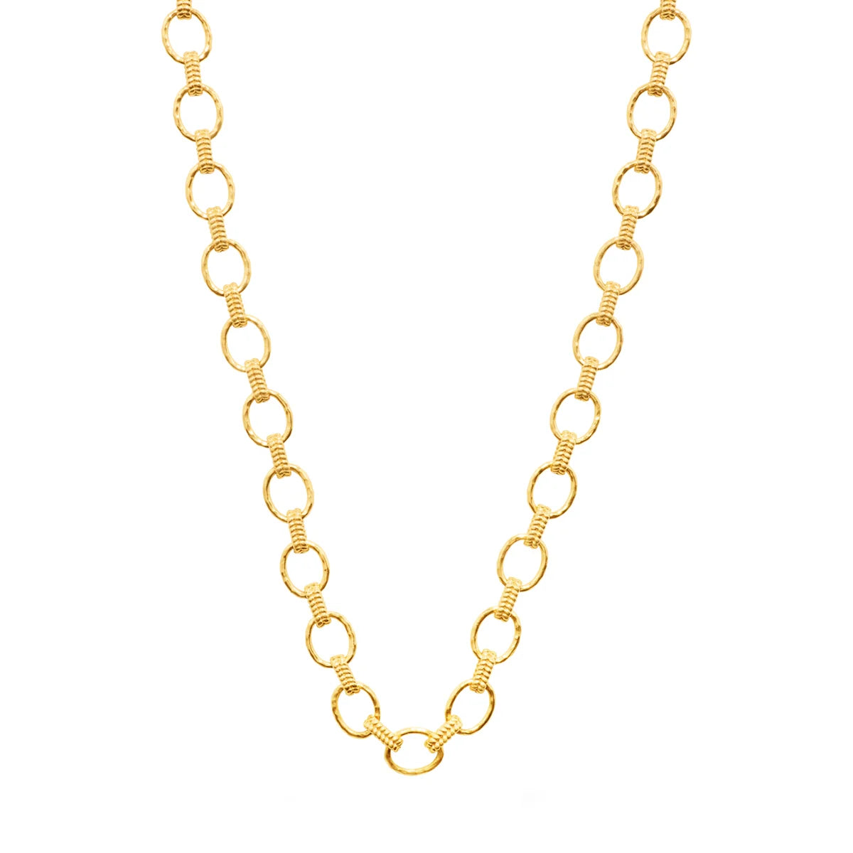 Cleopatra Small Link Necklace Hammered Gold