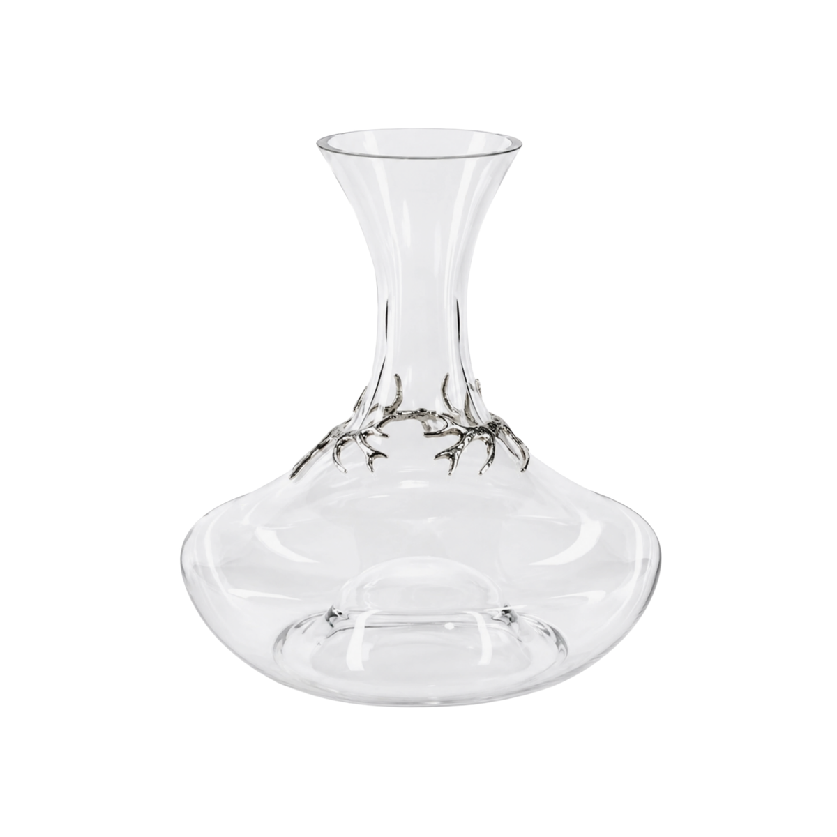 Davos Glass Wine Decanter w/ Pewter Antler