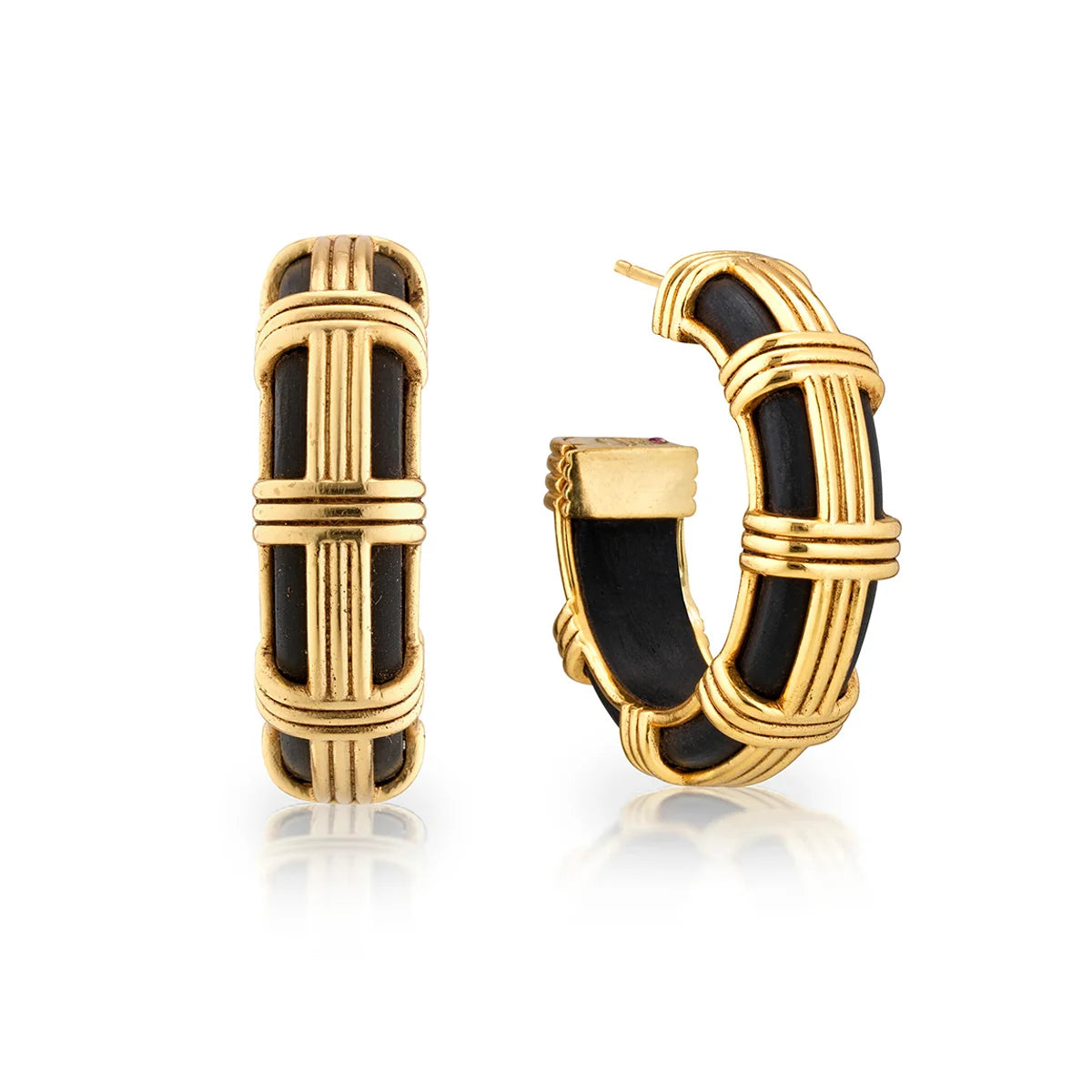 Gaia Cage Hoop Earrings, Ebony