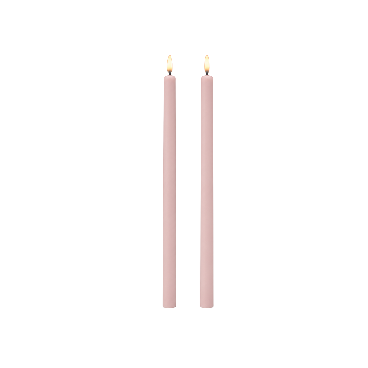 LED Taper Candles, Rose Powder, Smooth, 2-pack, 0,9 x 9,8"