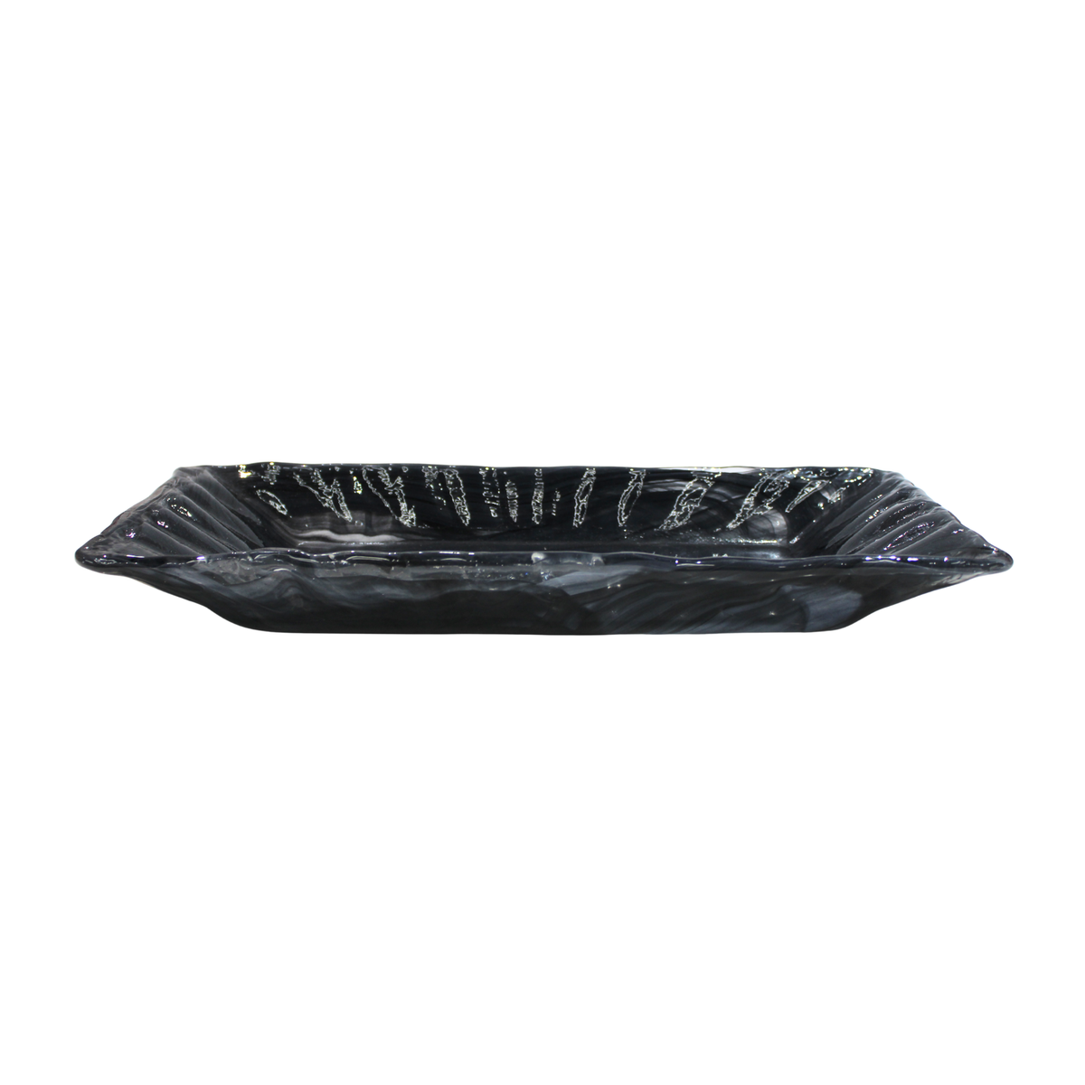 Onda Glass Gray Rectangular Tray