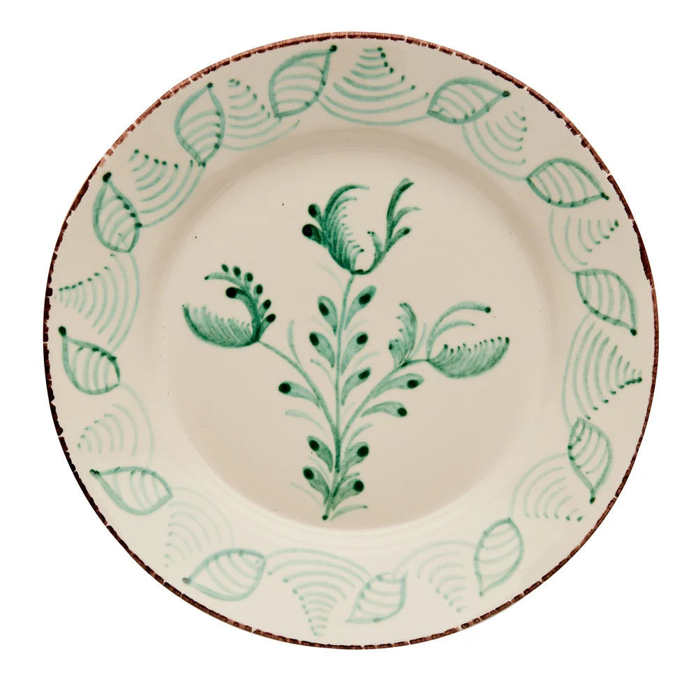 Plate Dinner Green 3 Flowers