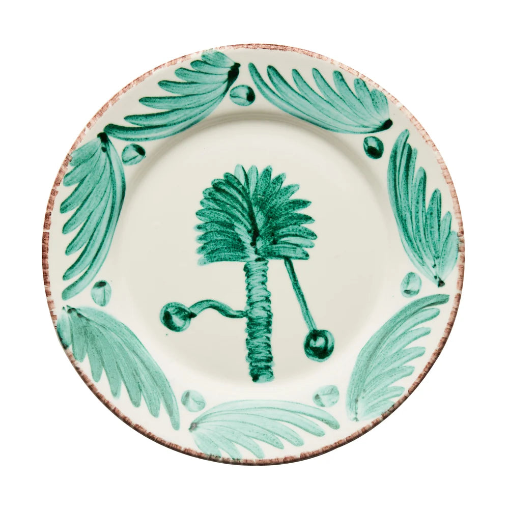 Plate Dinner Green/White Palm