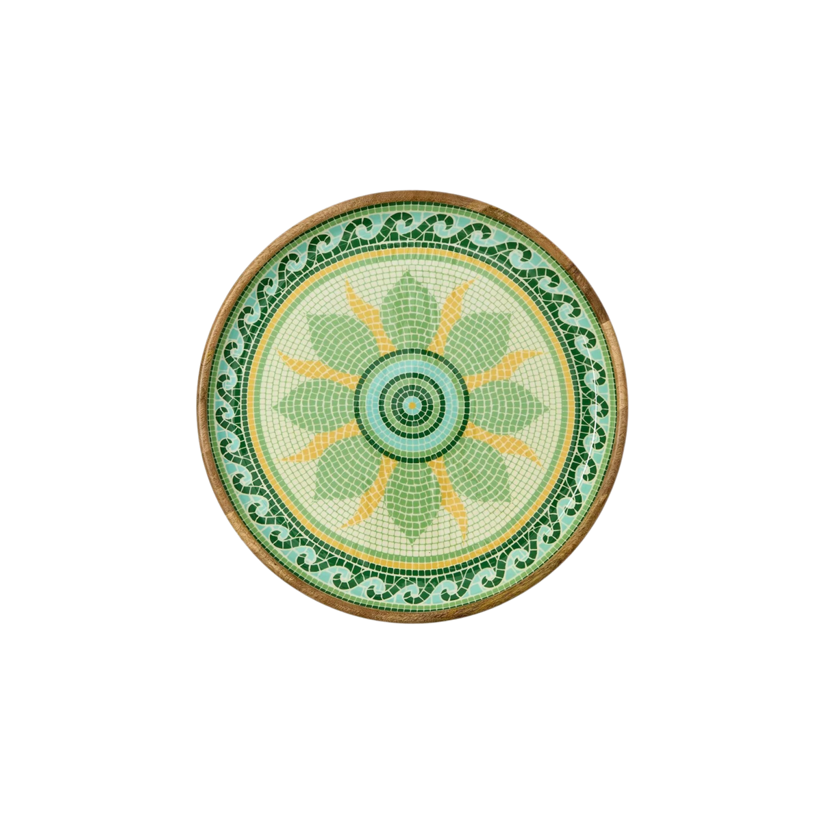 Sm Garden View Hand Crafted Wooden Round Tray